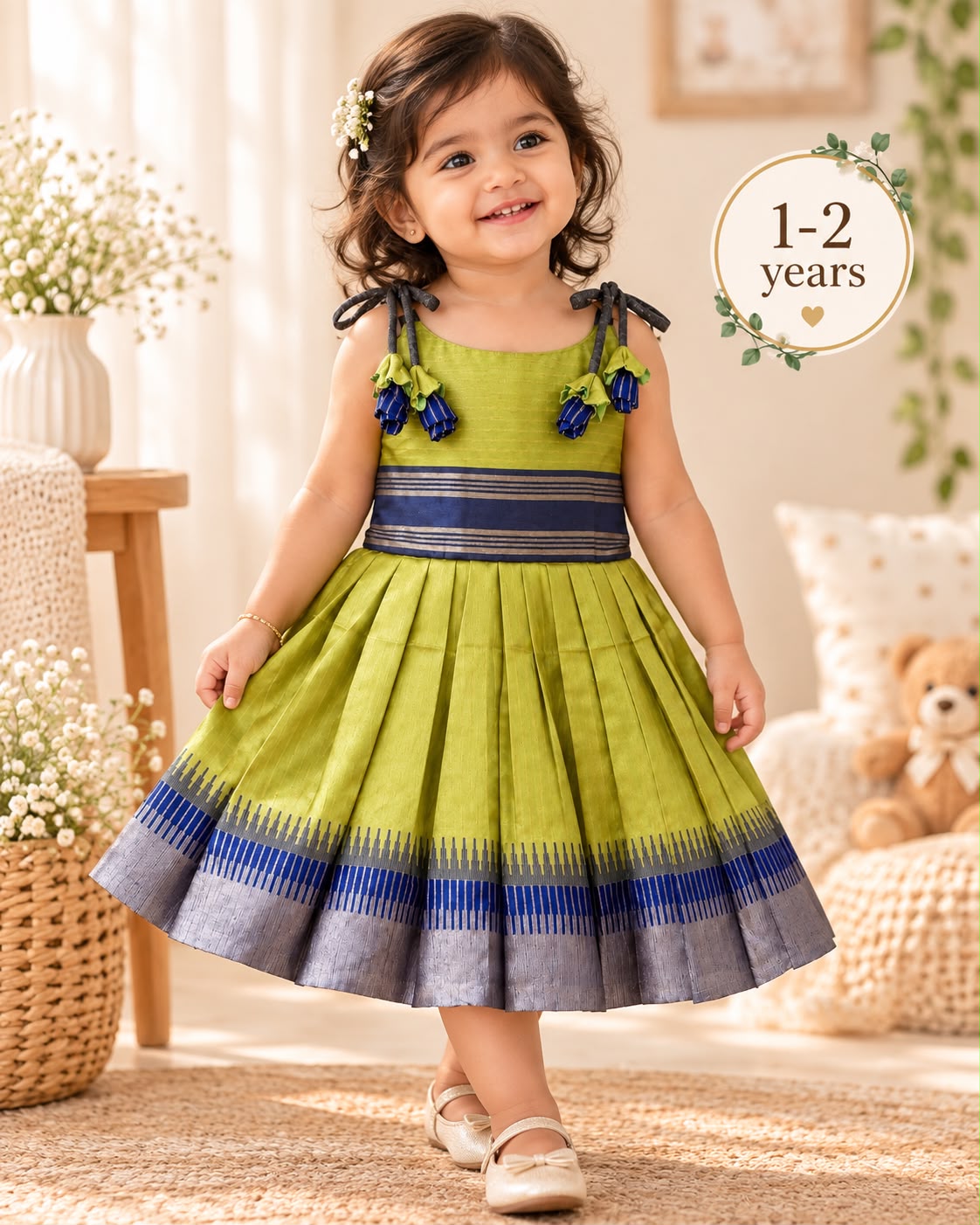 Olive Zari Stripe Rosebud Frock photo 1