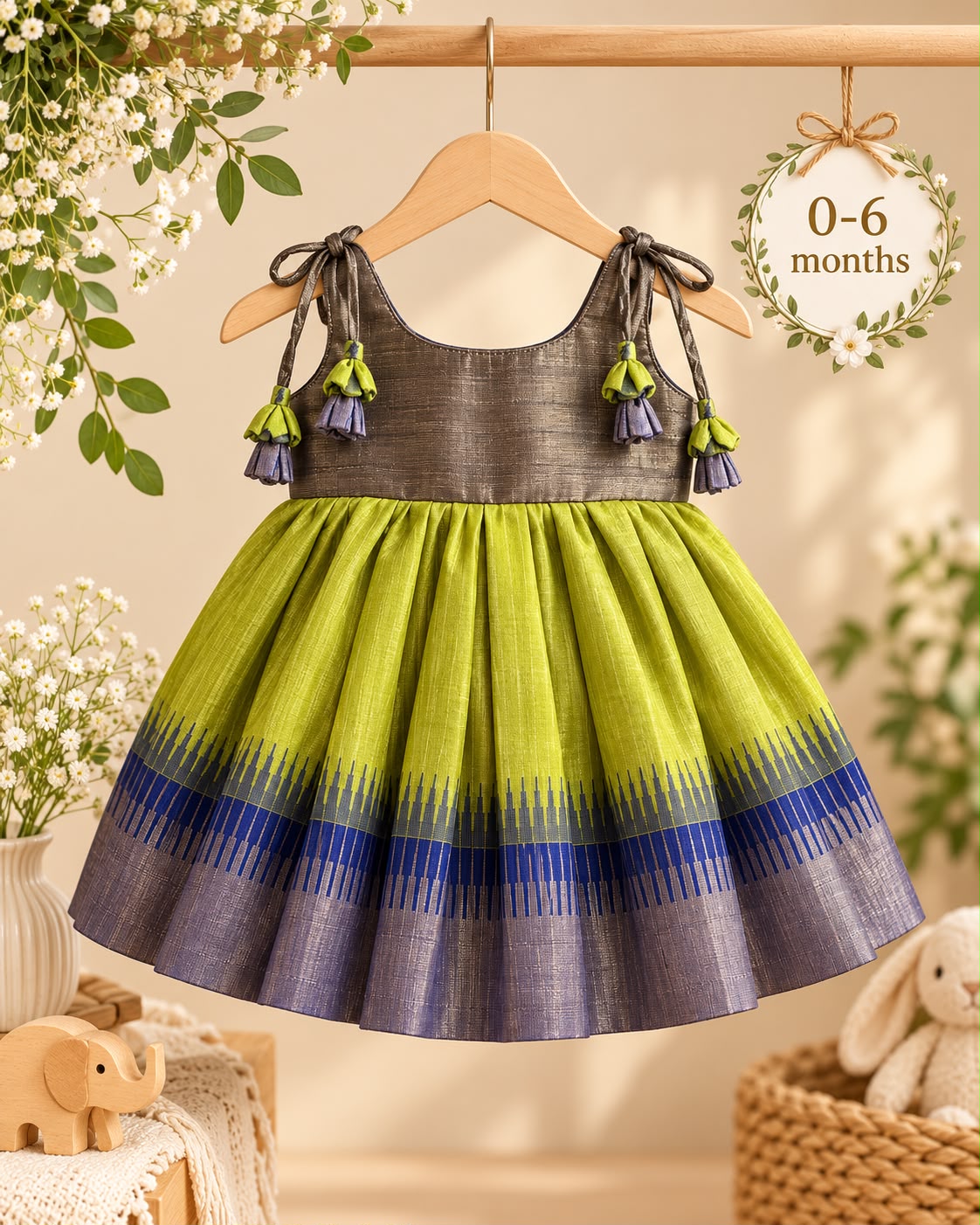Olive Zari Stripe Rosebud Frock photo 2
