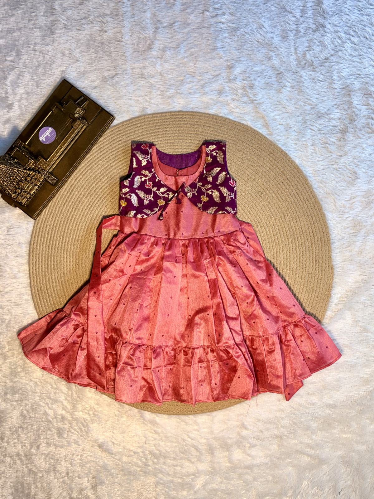 Rani Pink Floral Cape Frock