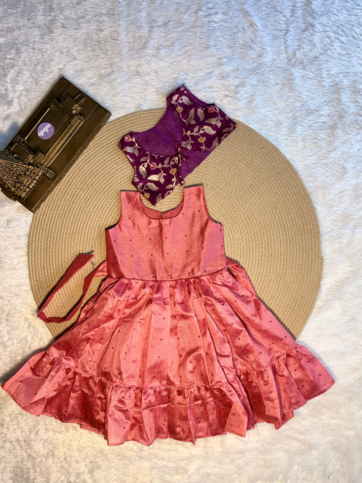 Rani Pink Floral Cape Frock photo 4