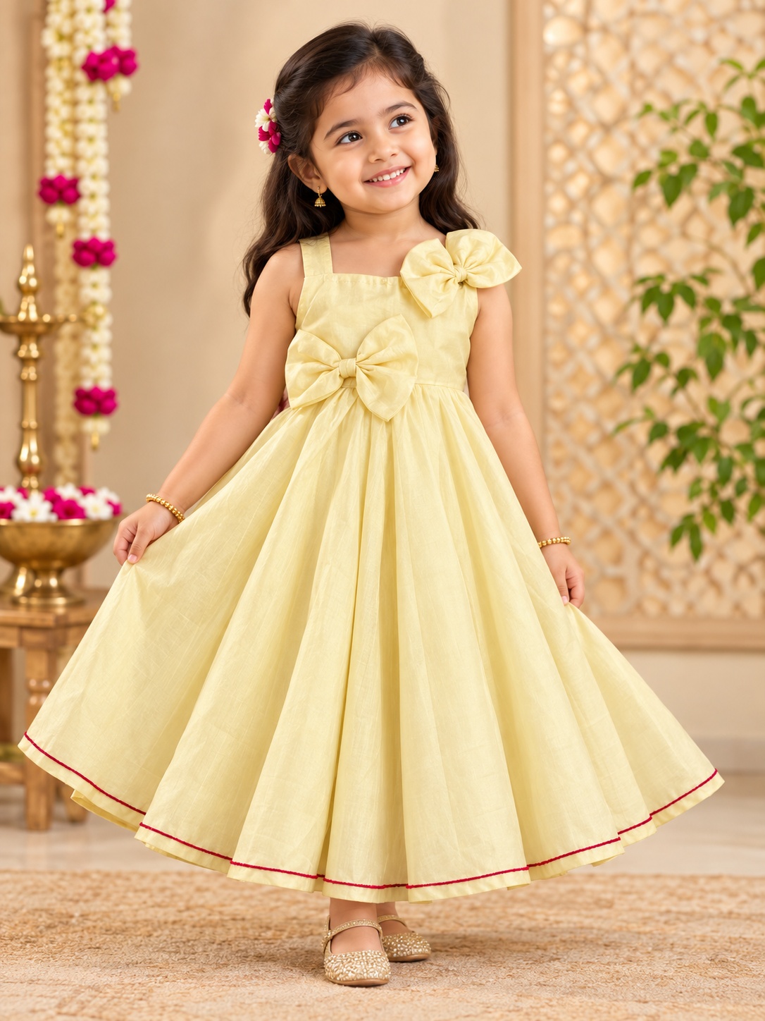 Butter Yellow Double Bow Party Dress