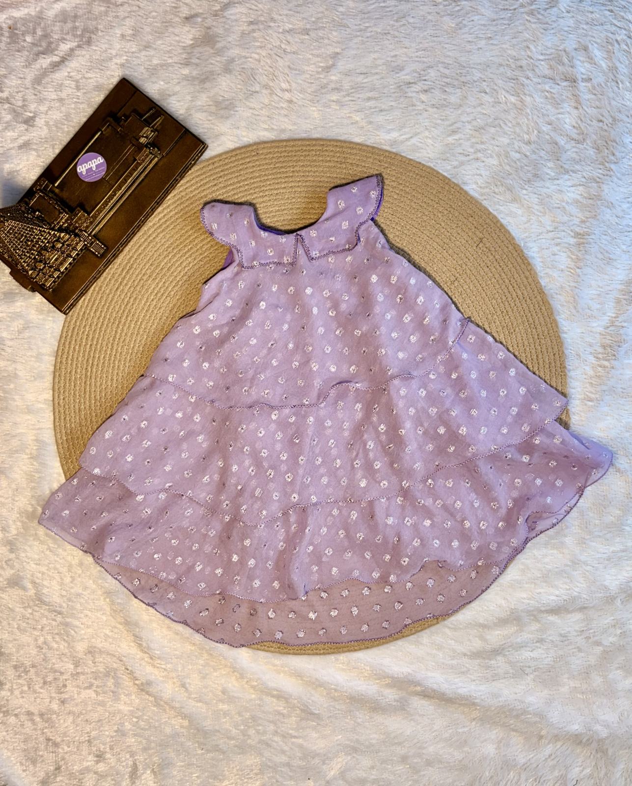 Lilac Booti Print Tiered Georgette Frock
