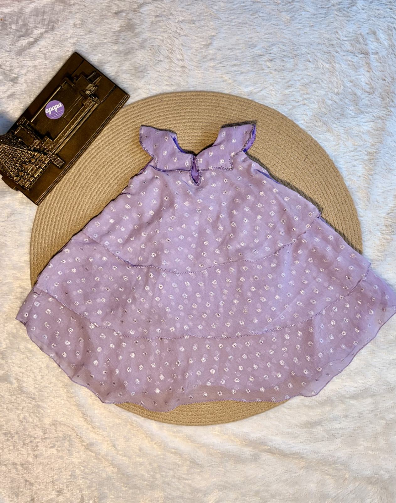 Lilac Booti Print Tiered Georgette Frock photo 4