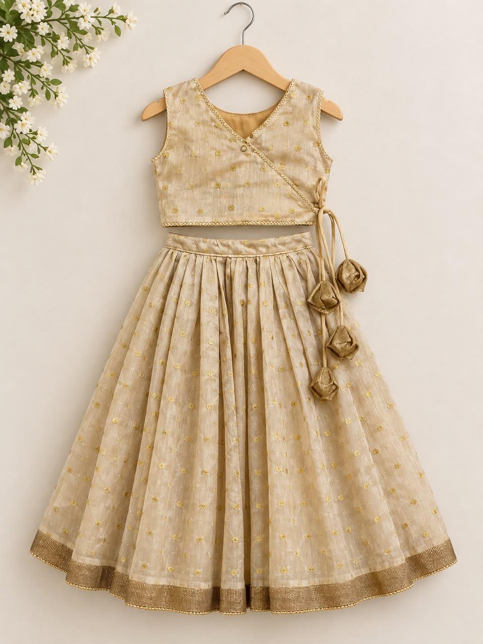 Golden Beige Embroidered Lehanga photo 6