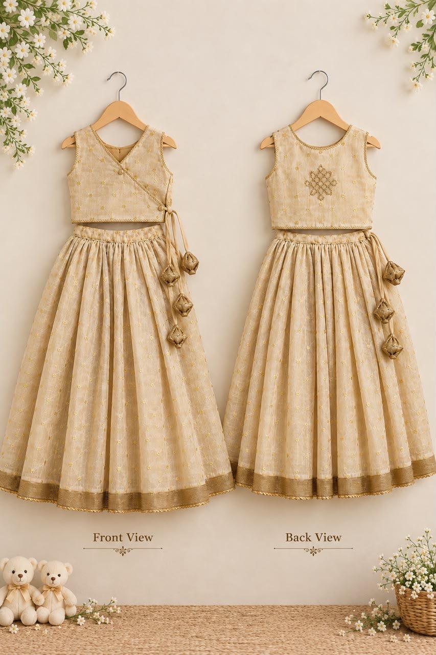 Golden Beige Embroidered Lehanga photo 7