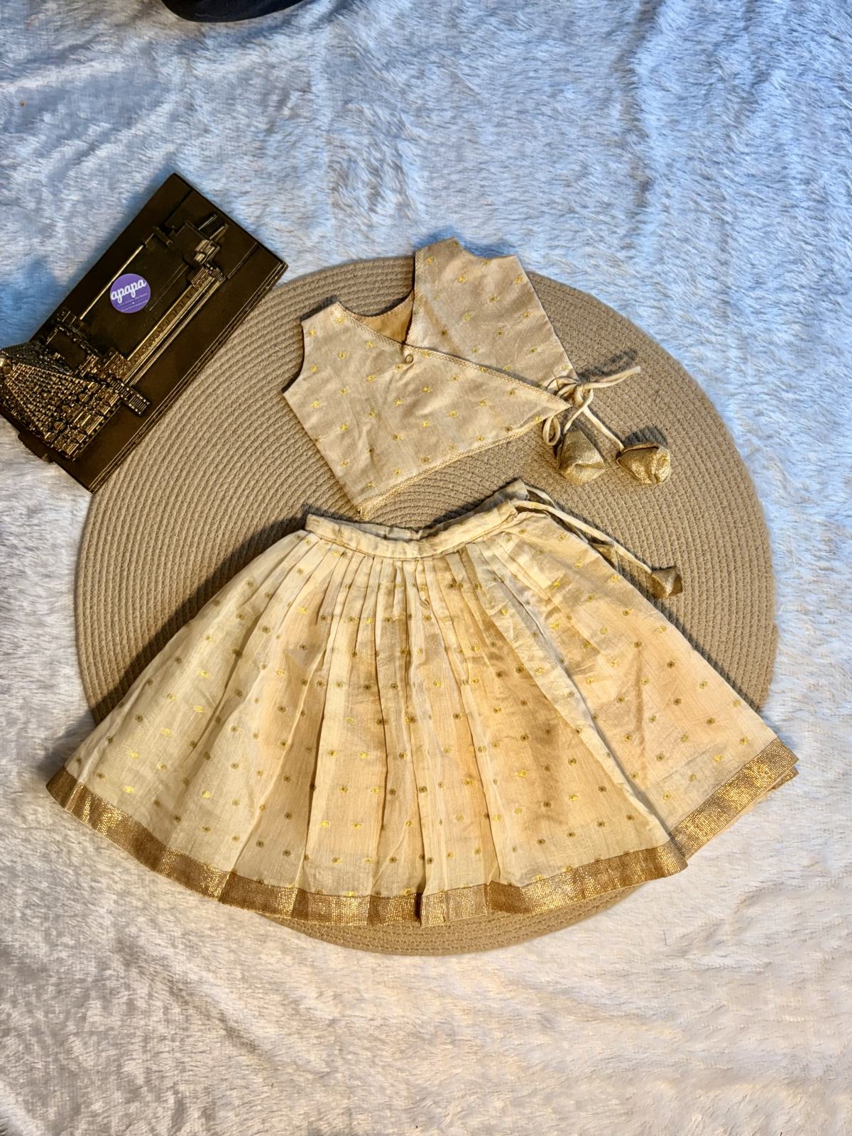 Golden Beige Embroidered Lehanga