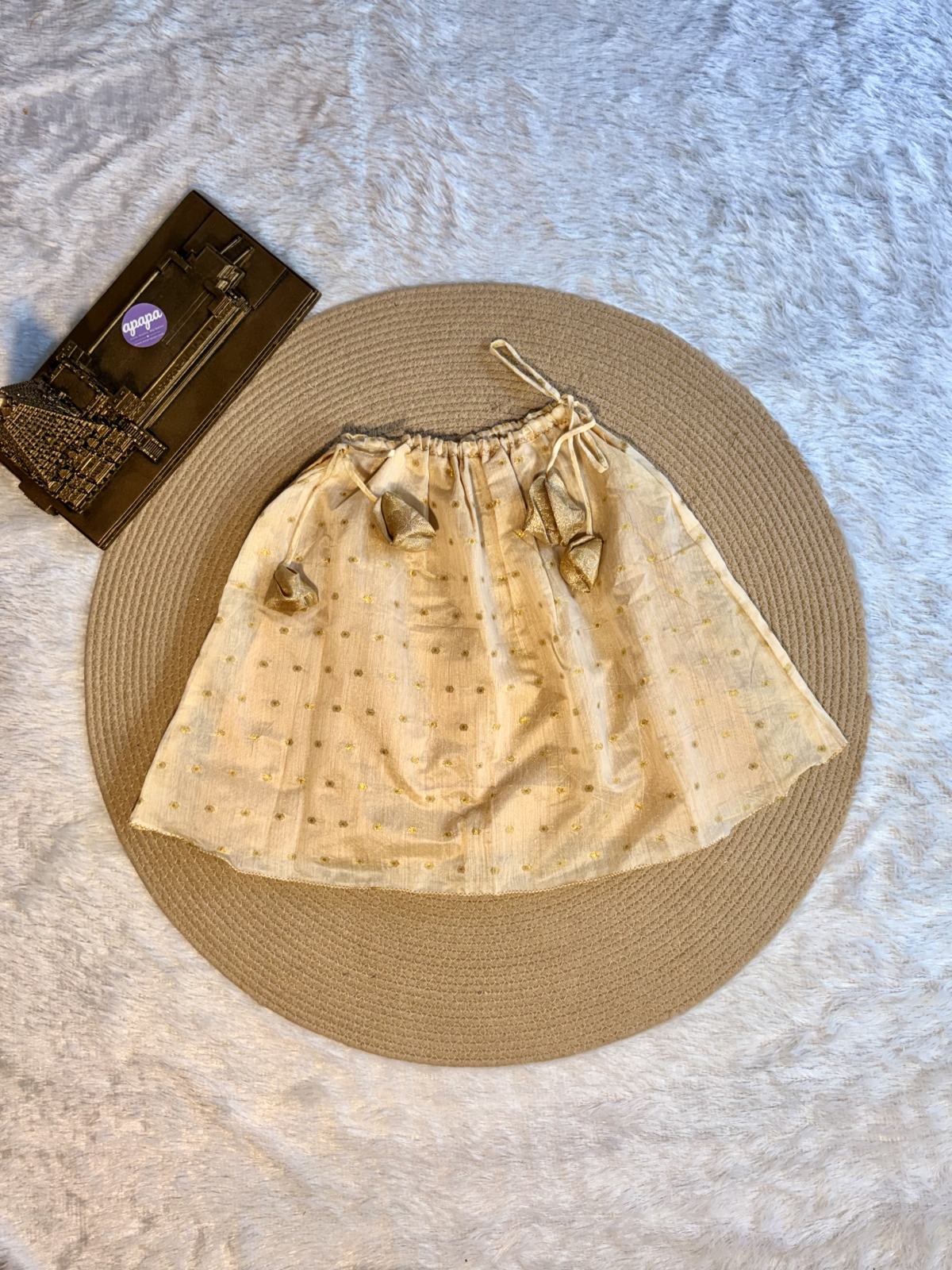 Golden Beige Rosette Tie-Strap Frock