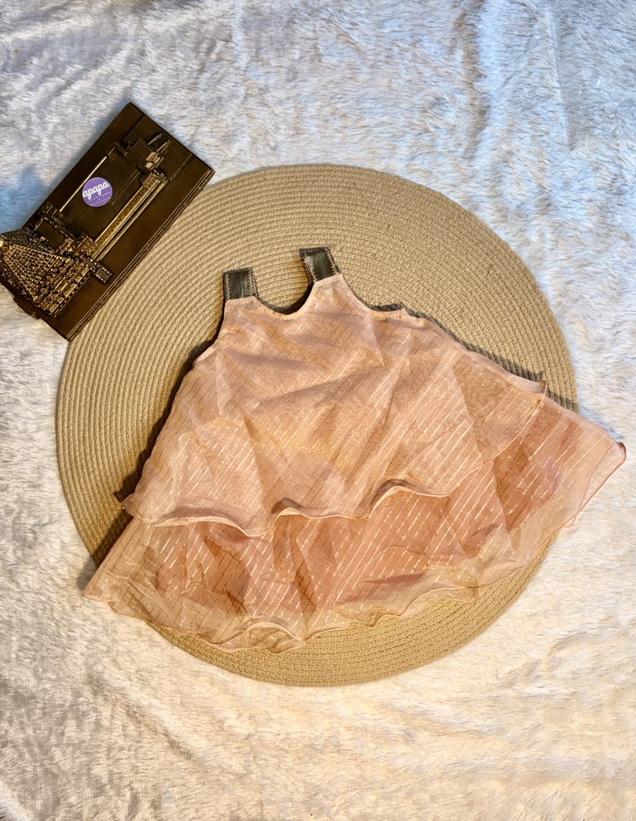 Peach Layered Organza Frock photo 4
