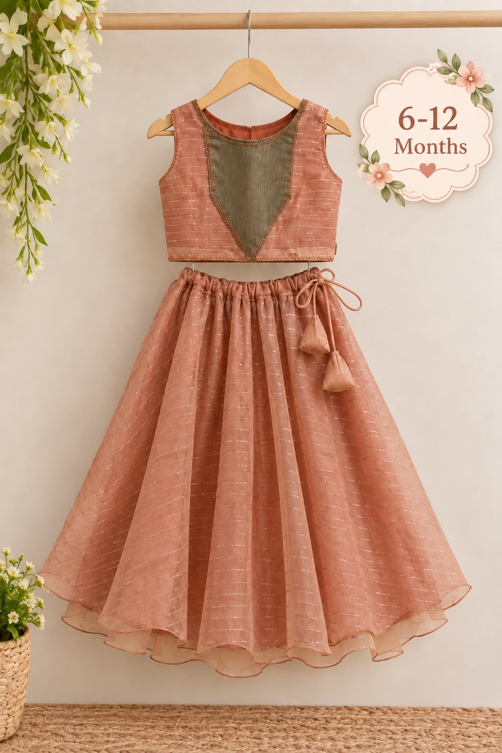Rust Copper Organza Lehanga photo 2