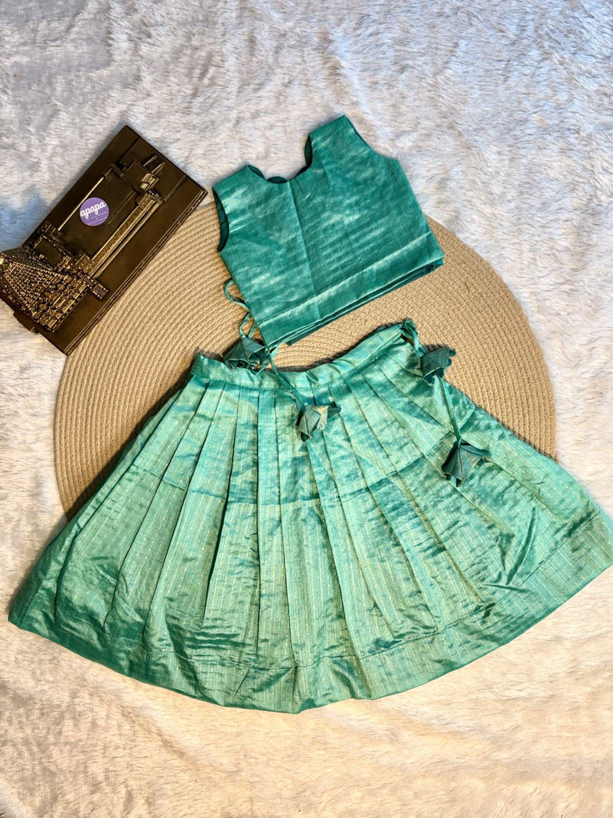 Teal Scallop Silk Lehanga photo 4