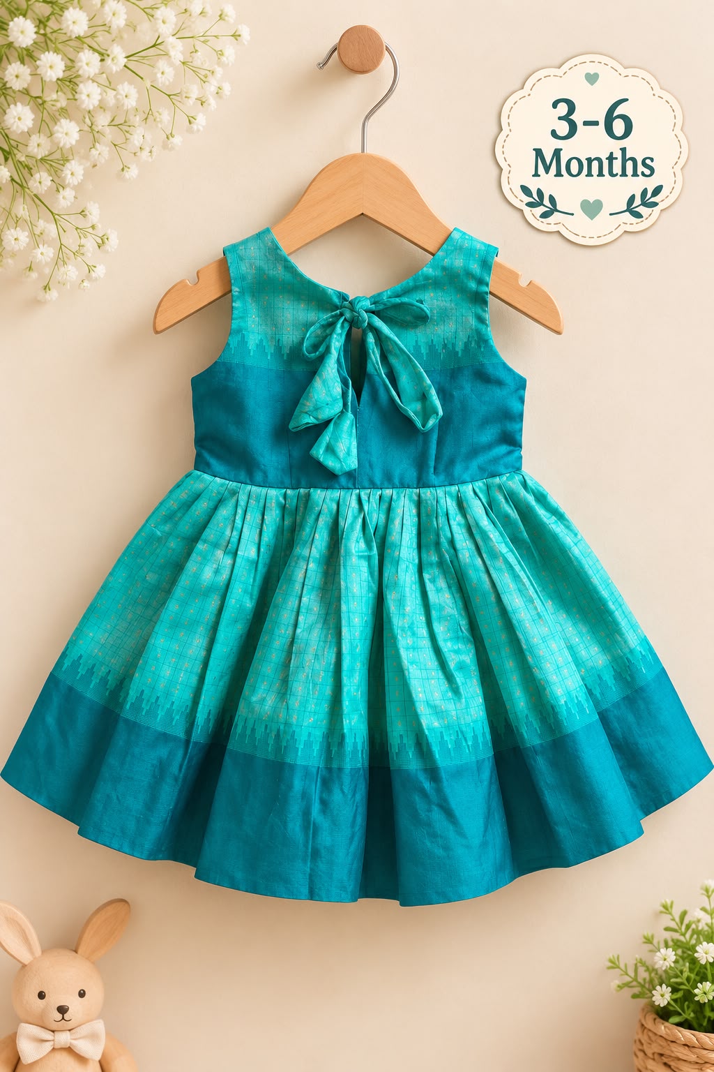 Emerald Rosette Silk Frock photo 3