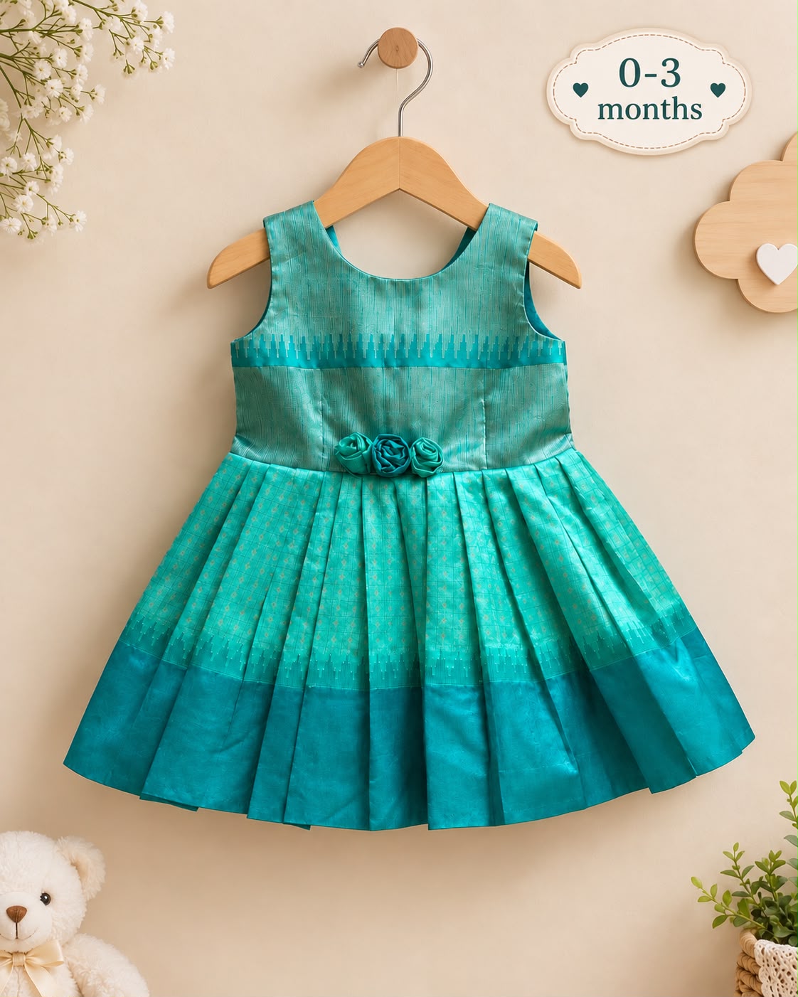 Emerald Rosette Silk Frock photo 3
