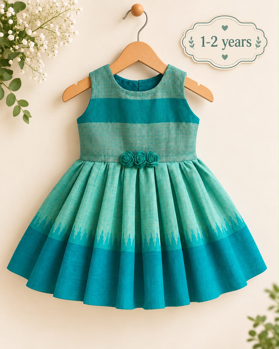 Emerald Rosette Silk Frock photo 2