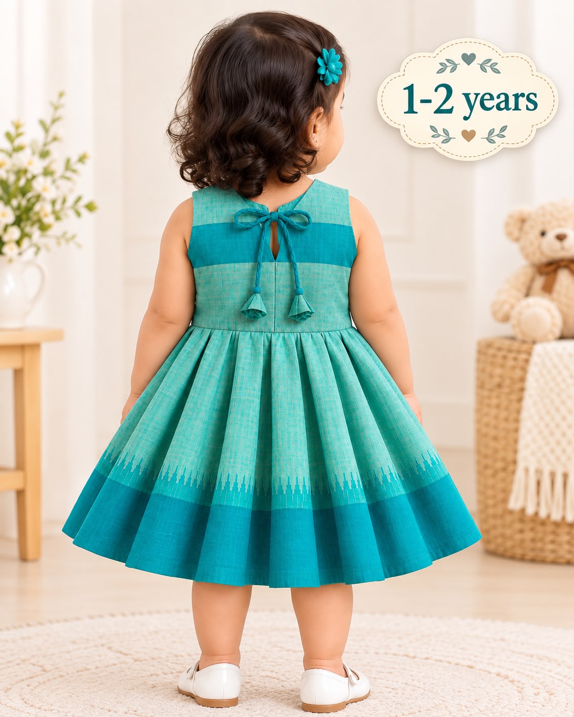 Emerald Rosette Silk Frock photo 3