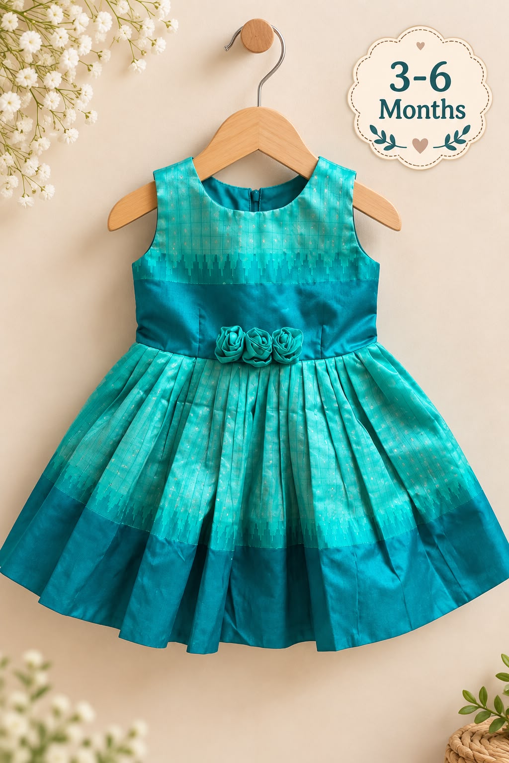Emerald Rosette Silk Frock photo 4