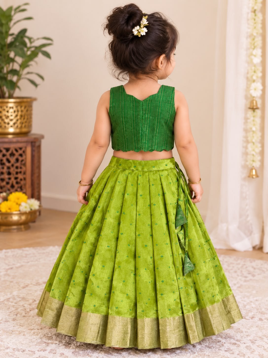 New ProductLime Green Bow & Zari Lehanga photo 5