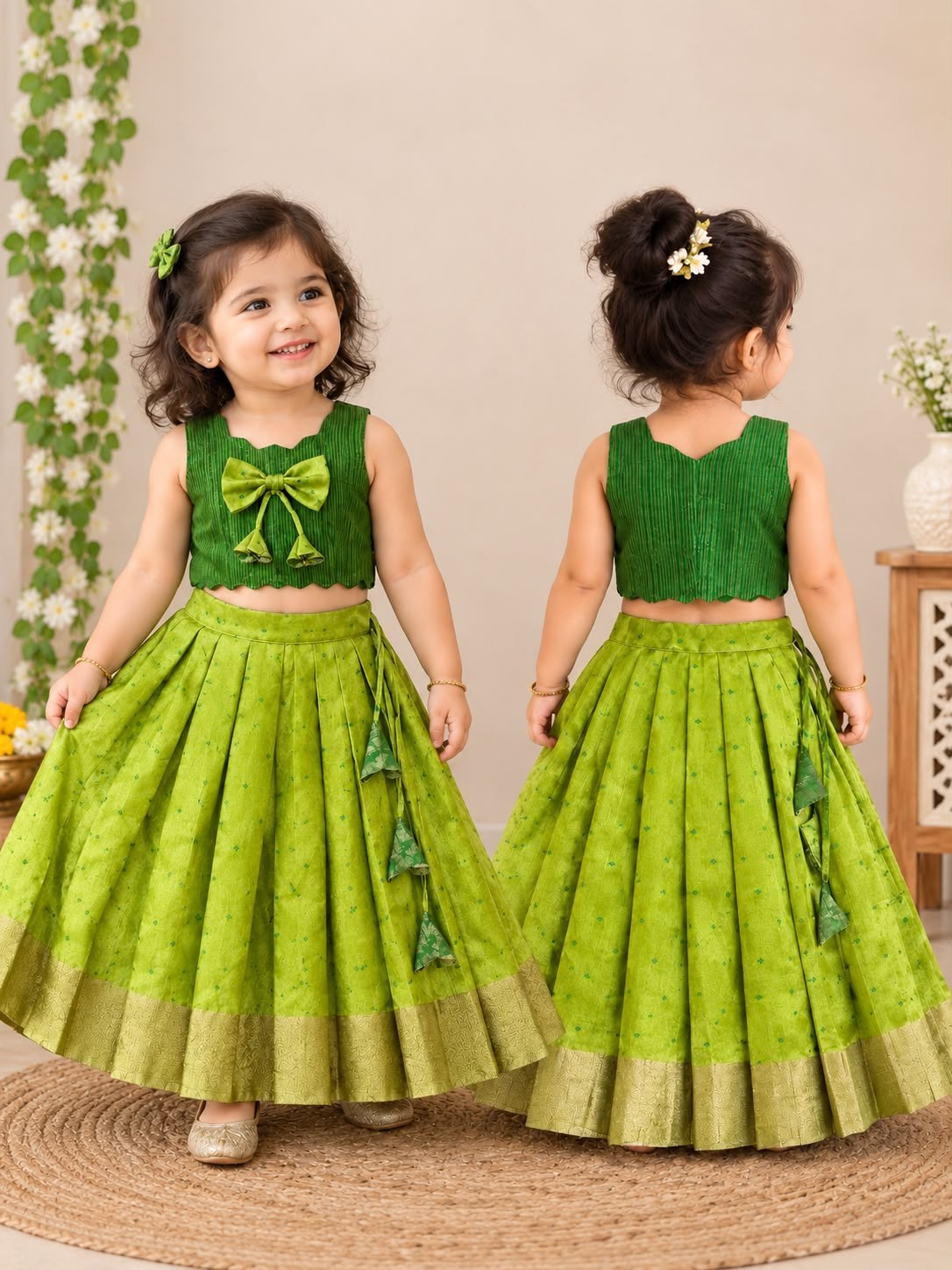 New ProductLime Green Bow & Zari Lehanga photo 6