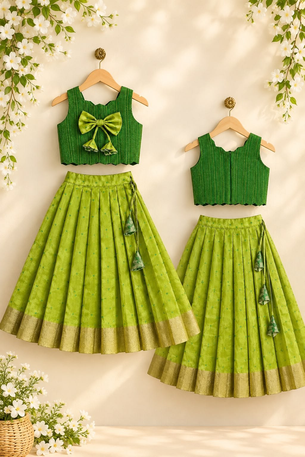 New ProductLime Green Bow & Zari Lehanga photo 7
