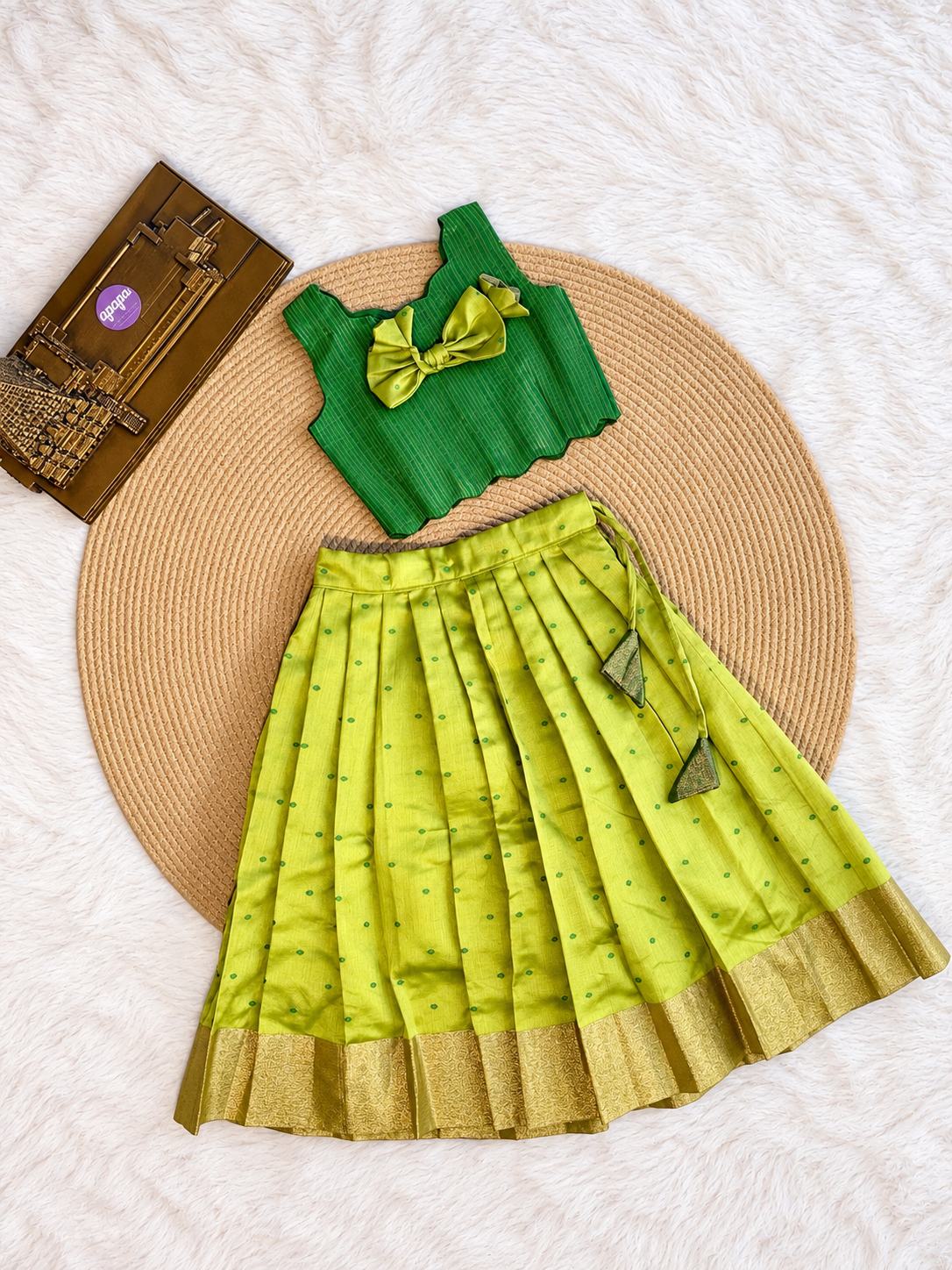 New ProductLime Green Bow & Zari Lehanga