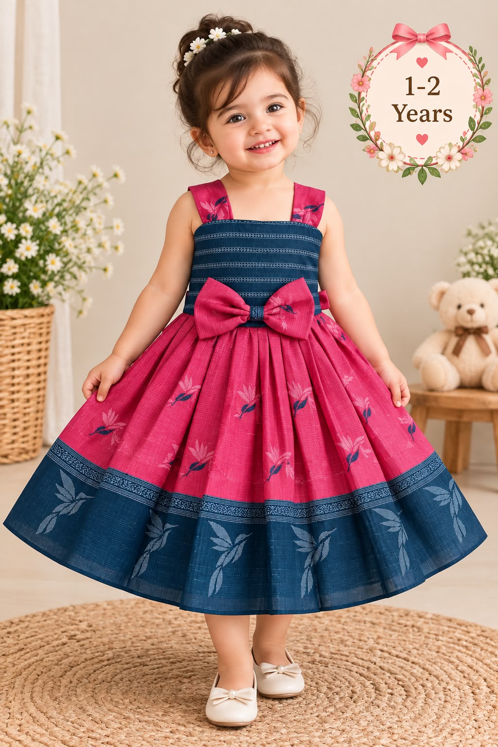 Teal Magenta Bow Frock