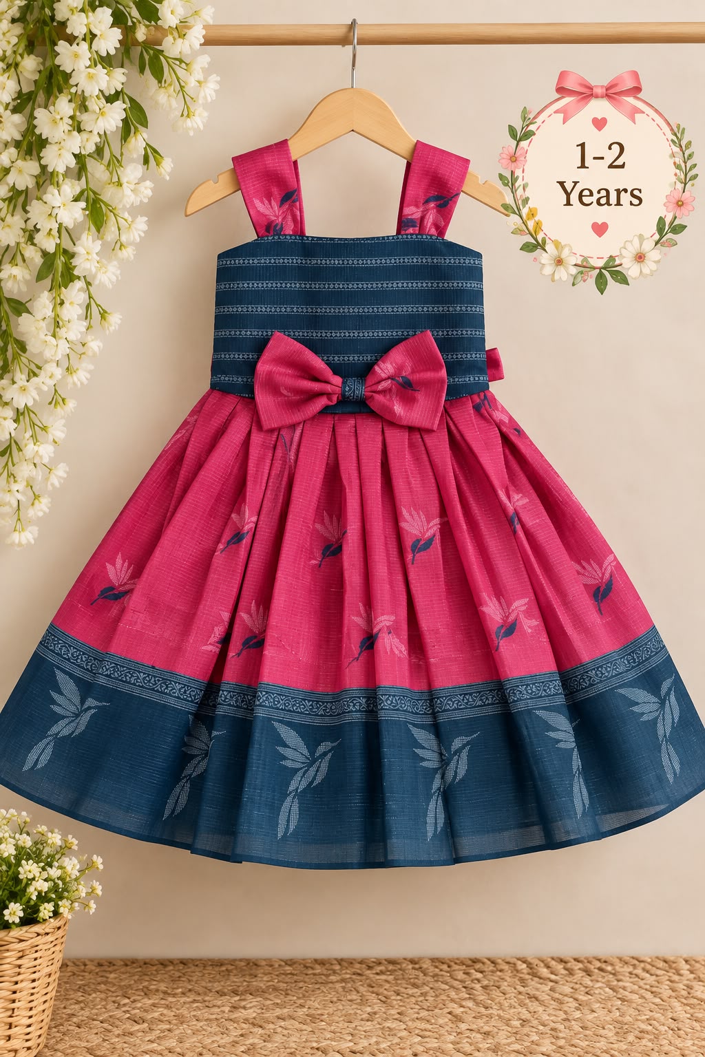 Teal Magenta Bow Frock photo 2