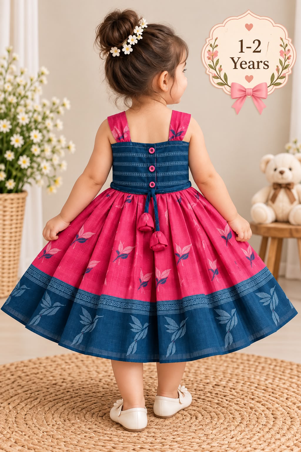 Teal Magenta Bow Frock photo 3