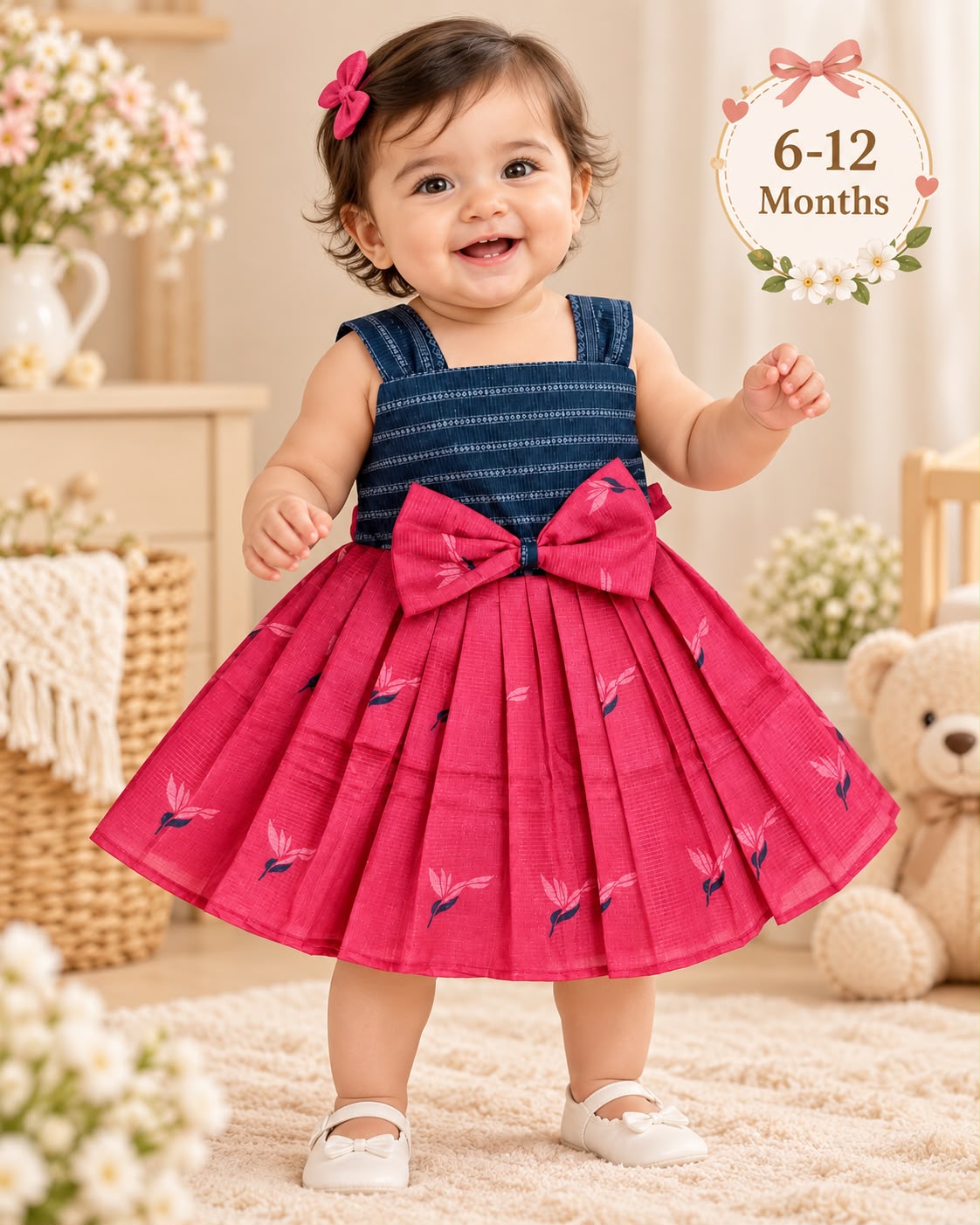 Teal Magenta Bow Frock photo 1