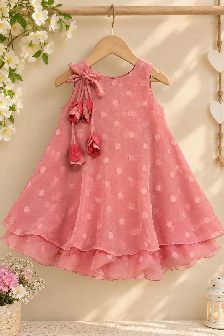 Dusty Rose Georgette Rosebud Frock photo 3