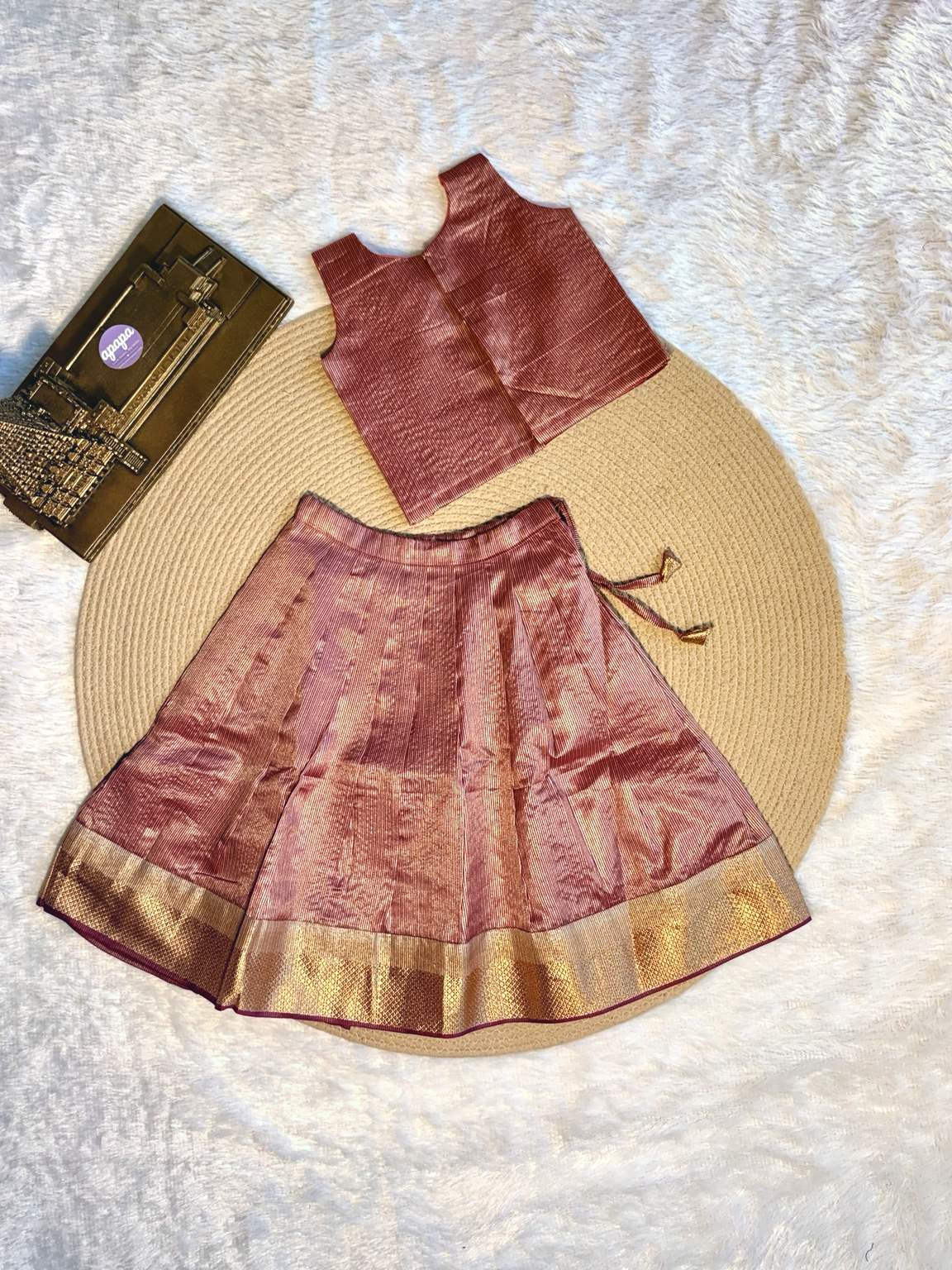 Wine Pink Zari Silk Lehanga photo 4