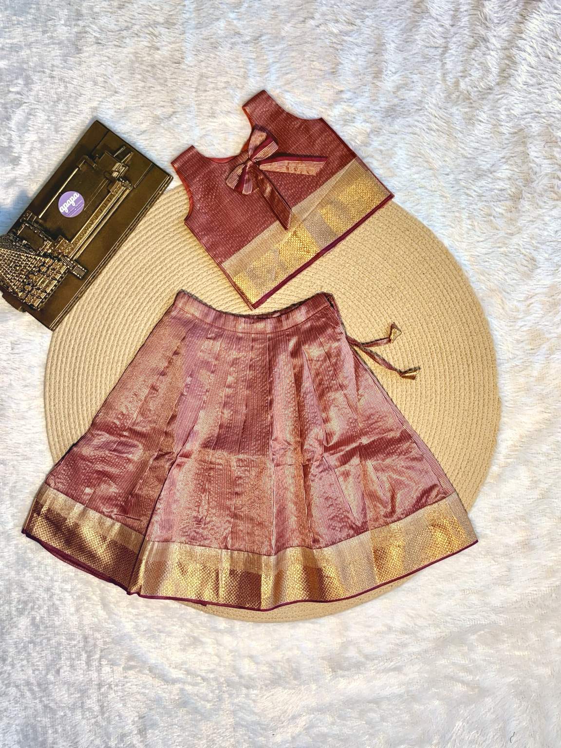 Wine Pink Zari Silk Lehanga
