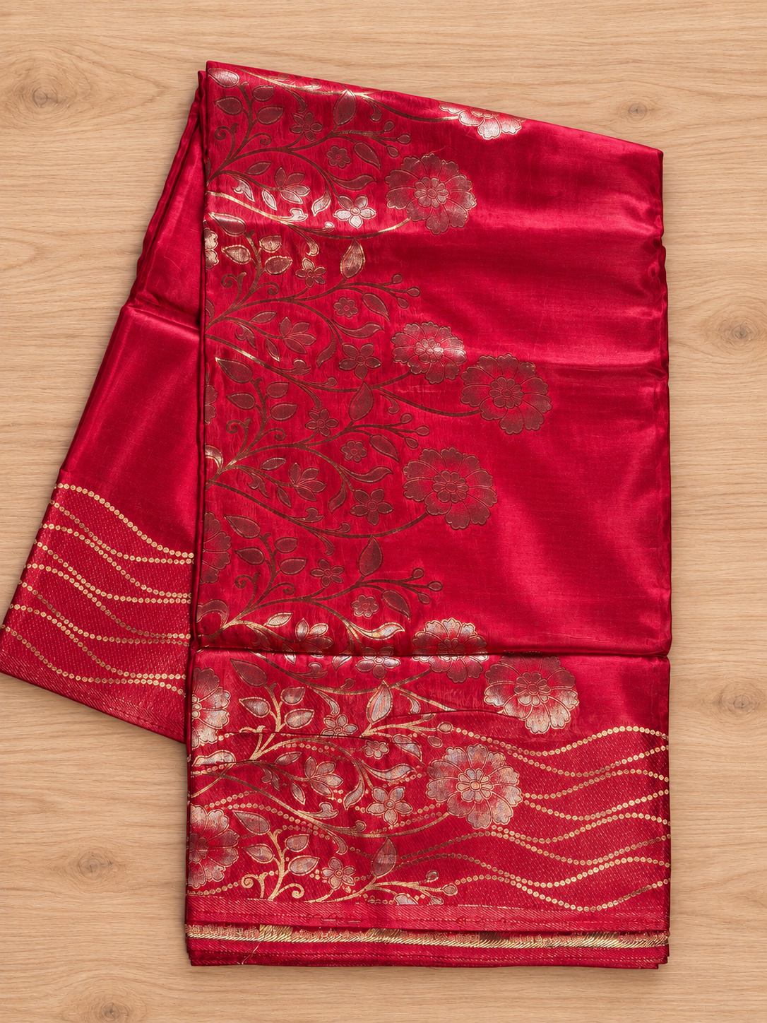 Rani Pink Silver Floral Vine Silk Saree photo 3
