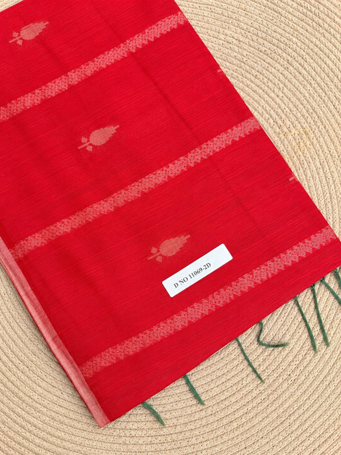 Checkered Grid Floral Bird Pallu Cotton Saree photo 7