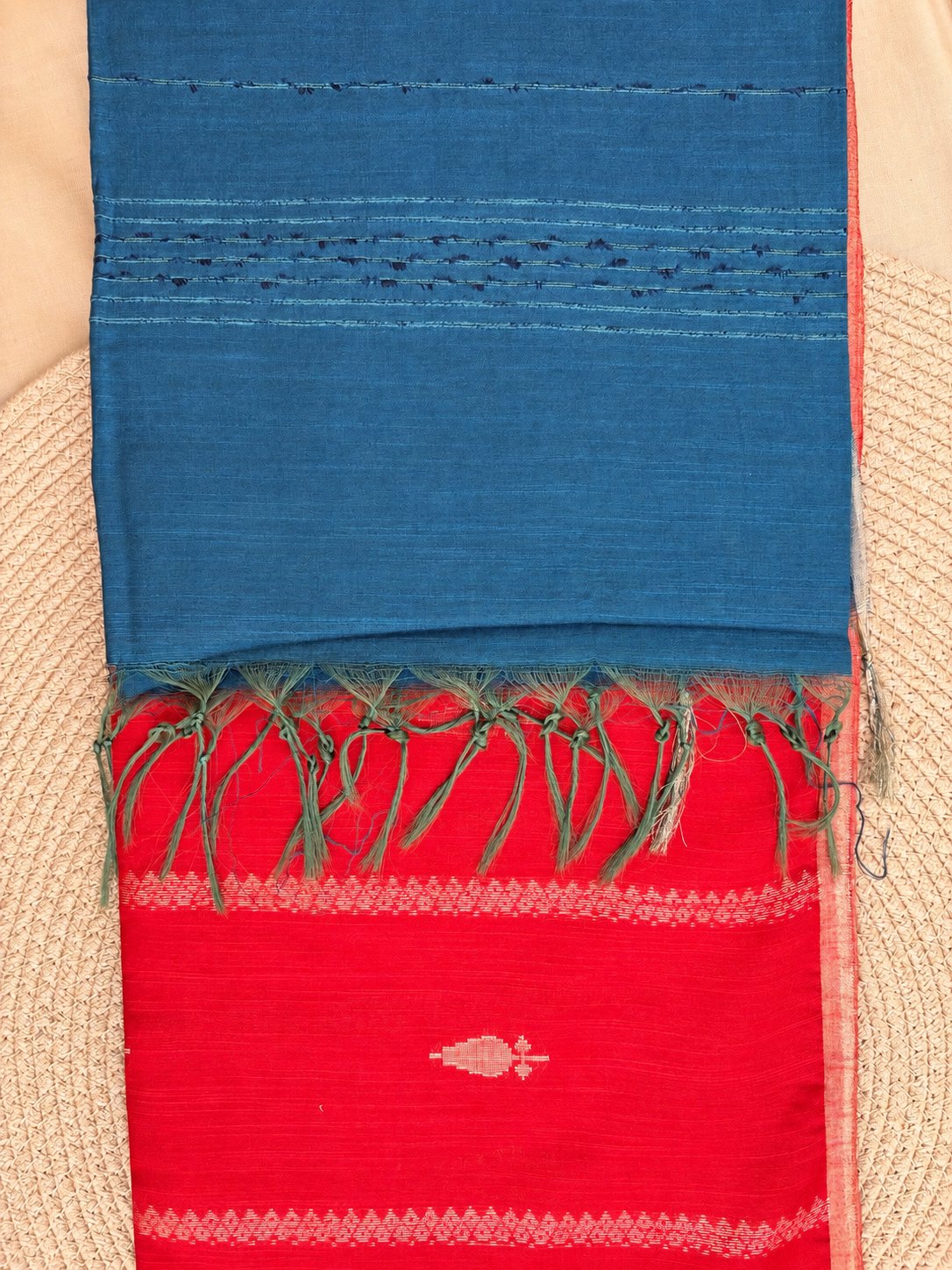 Checkered Grid Floral Bird Pallu Cotton Saree photo 3
