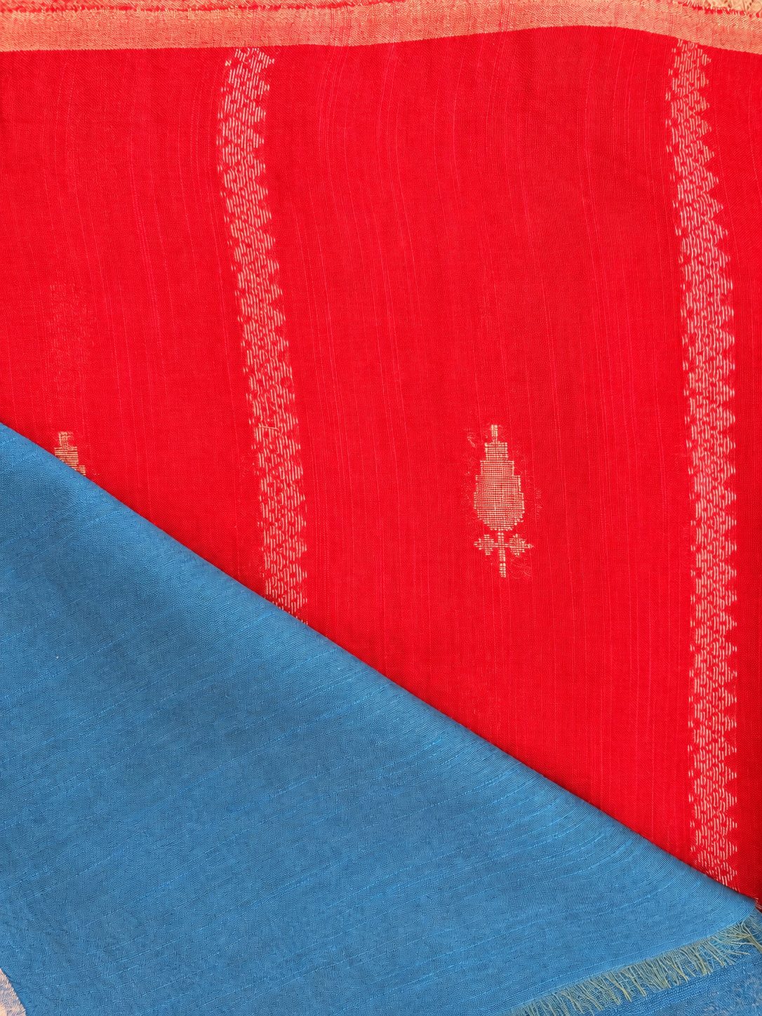 Checkered Grid Floral Bird Pallu Cotton Saree photo 4