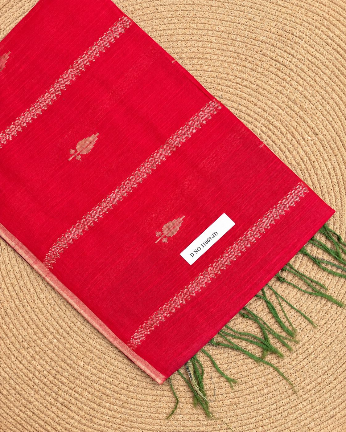 Checkered Grid Floral Bird Pallu Cotton Saree