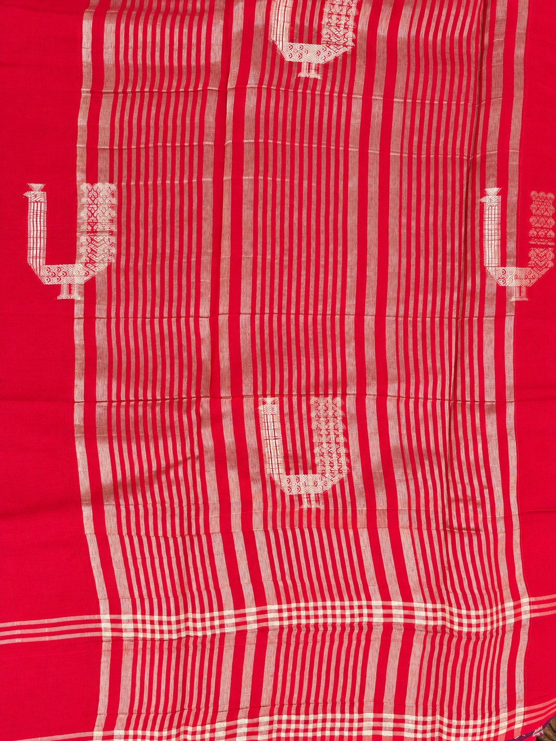 Peacock Butta Pinstripe Border Cotton Saree photo 3