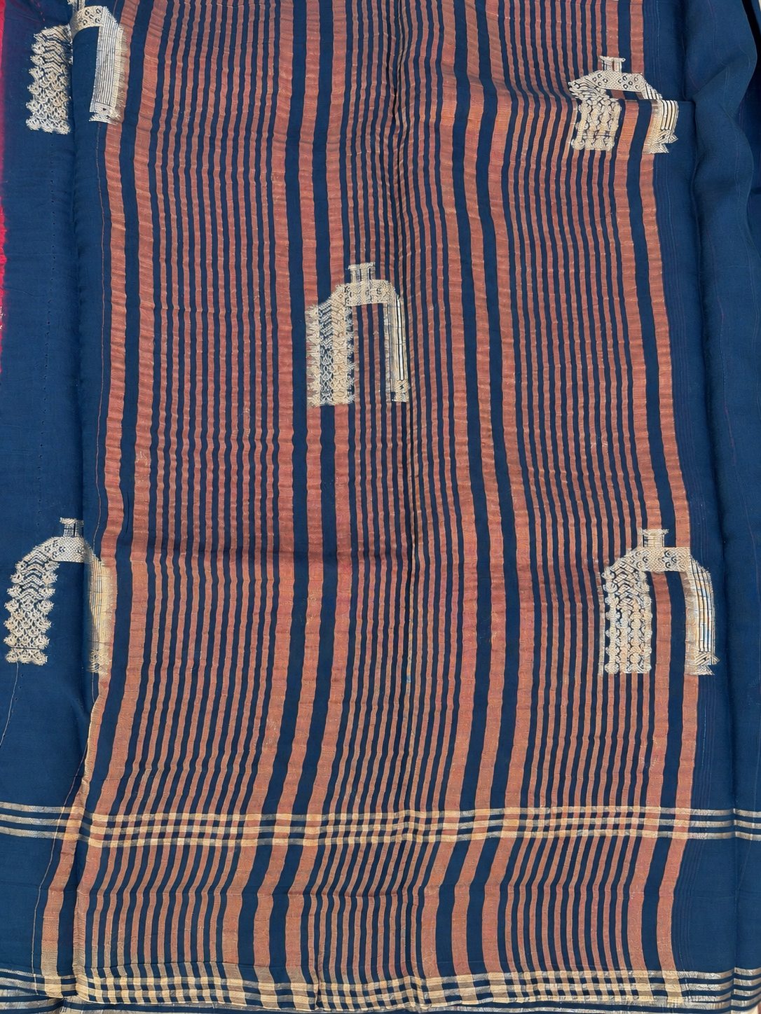 Peacock Butta Pinstripe Border Cotton Saree photo 4