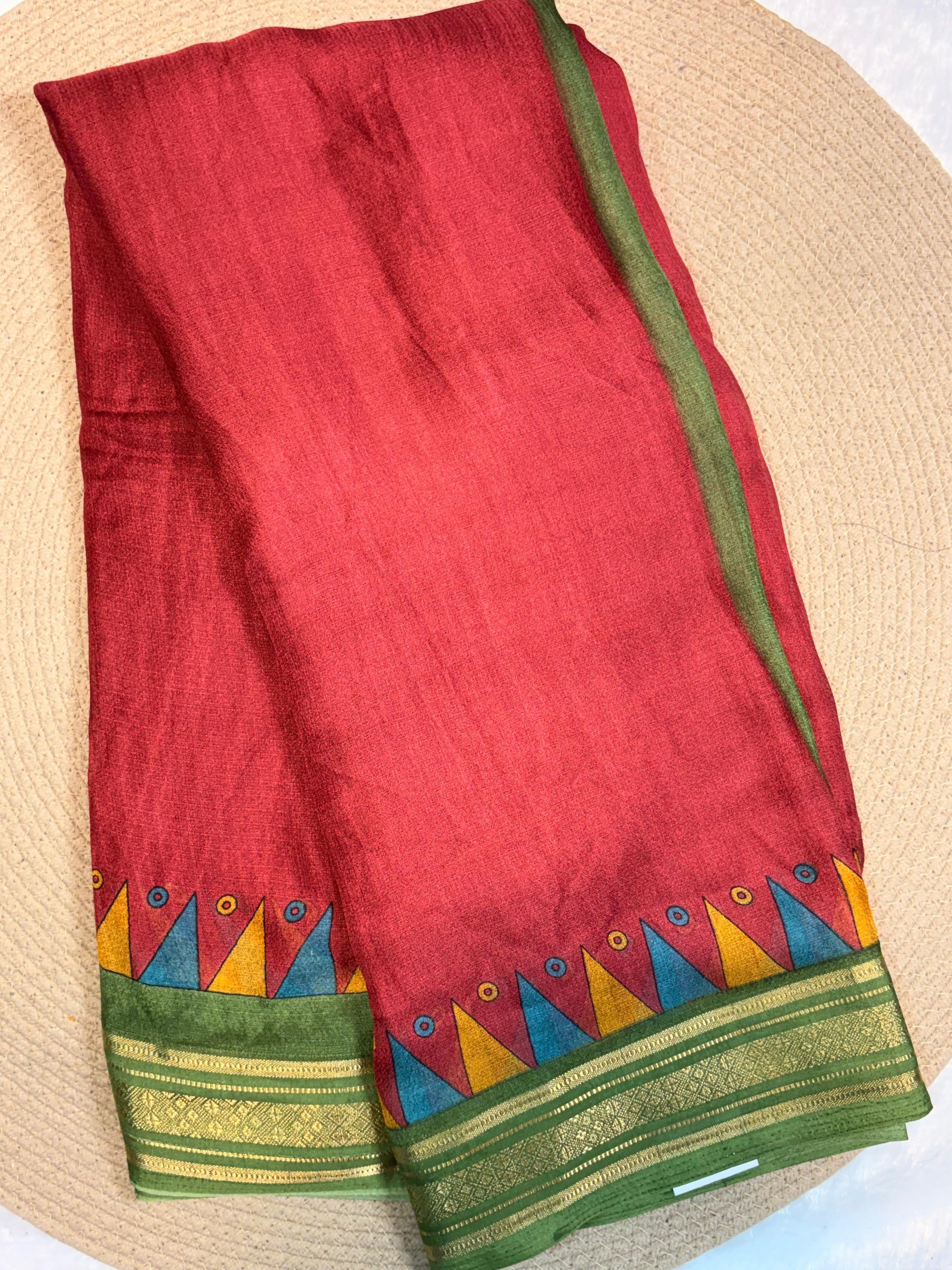Temple Border Zari Silk Saree with Printed Blouse
