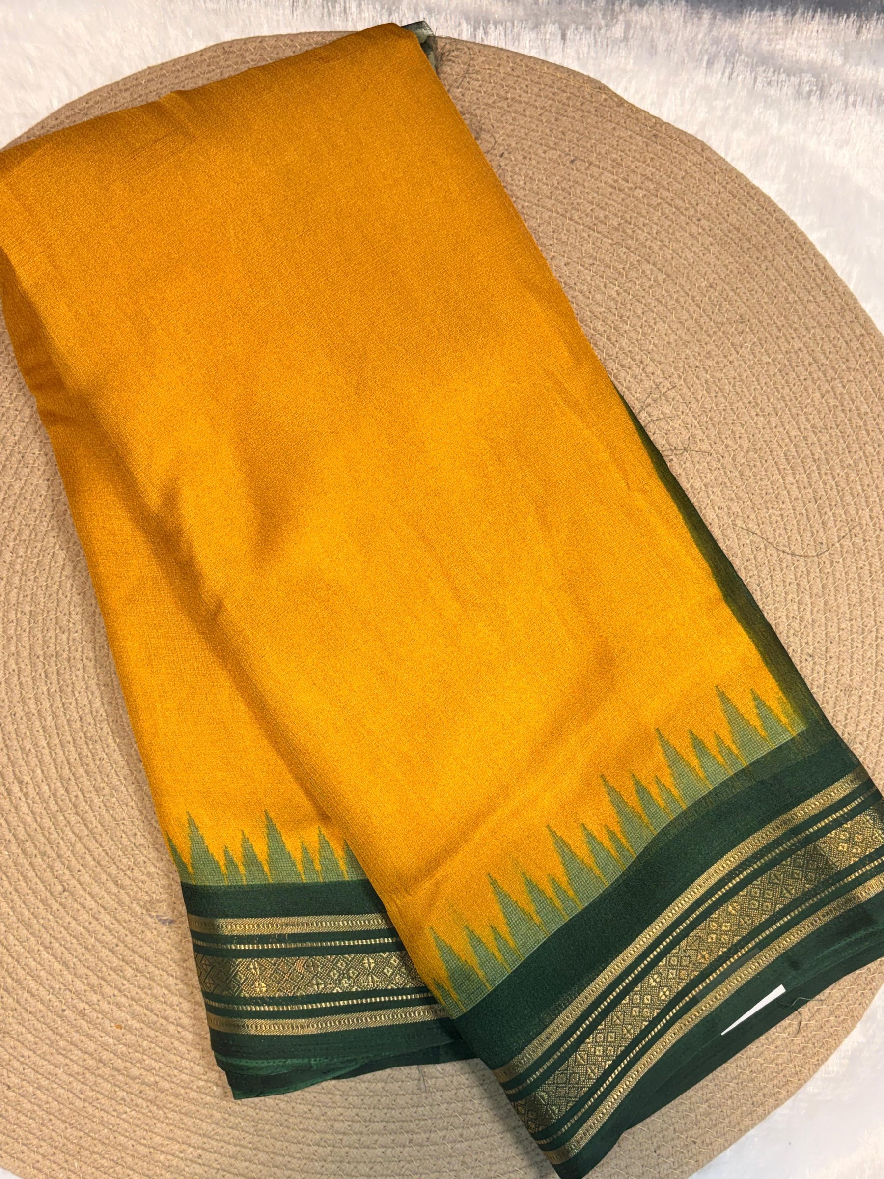 Temple Border Zari Silk Saree with Printed Blouse