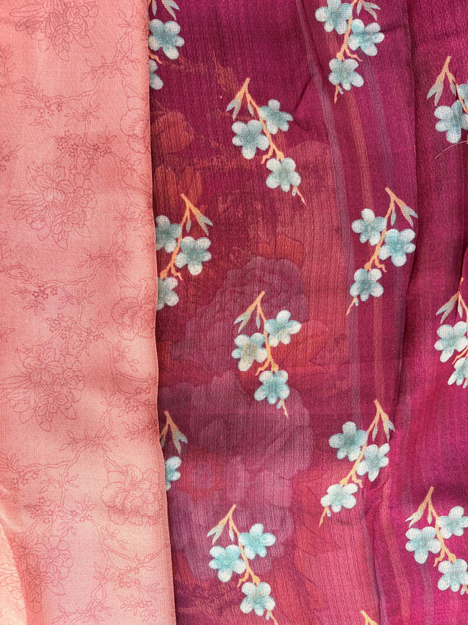 Temple Border Zari Silk Saree with Printed Blouse photo 3