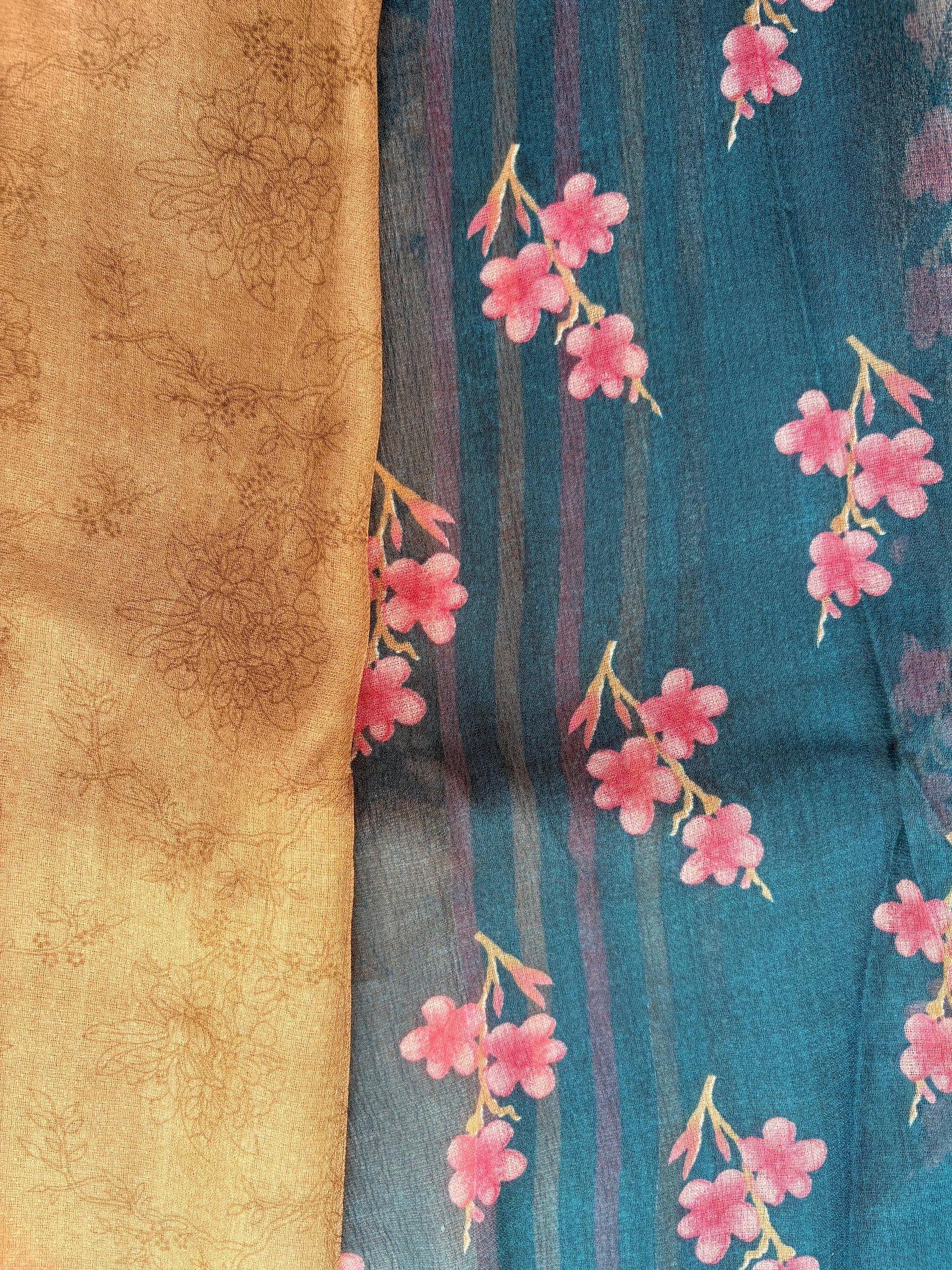 Temple Border Zari Silk Saree with Printed Blouse photo 3