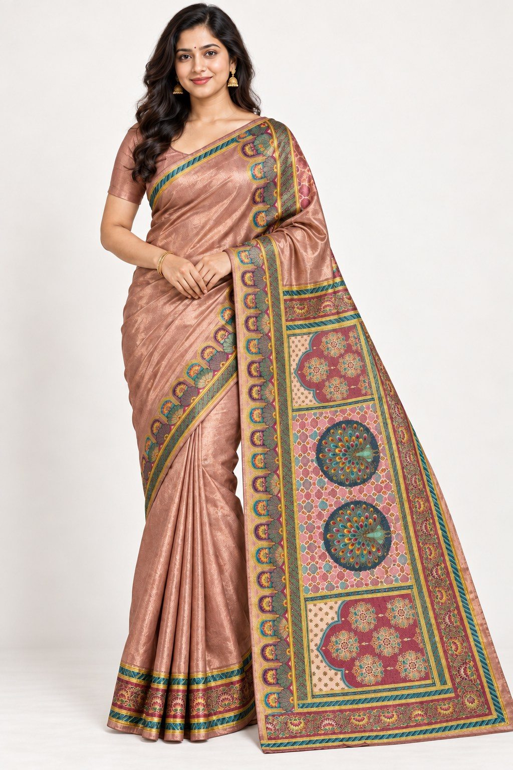 Rose Gold Mosaic Pallu Silk Saree photo 4