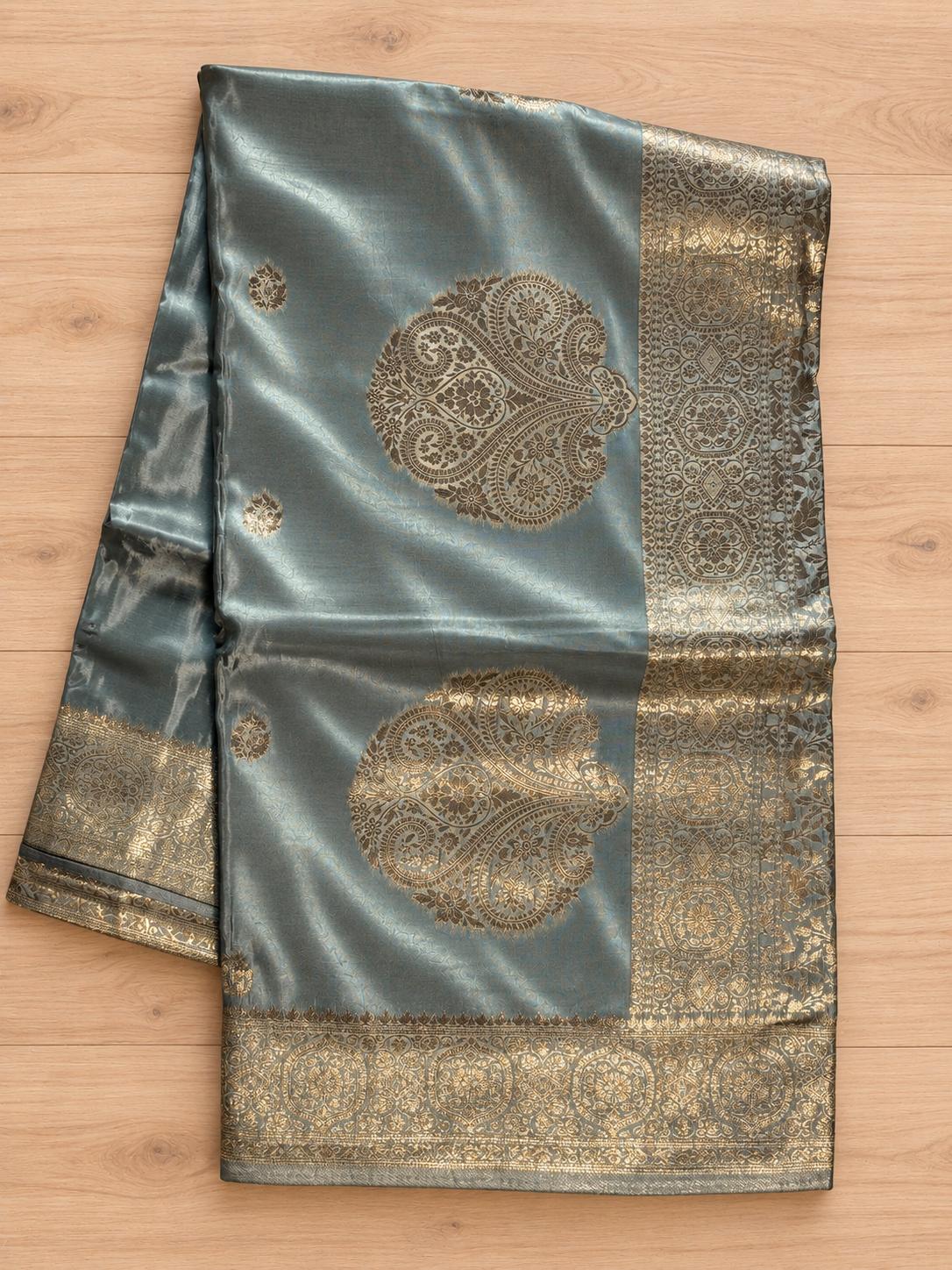 Sunshine Yellow Gold Zari Butta Silk Saree photo 3