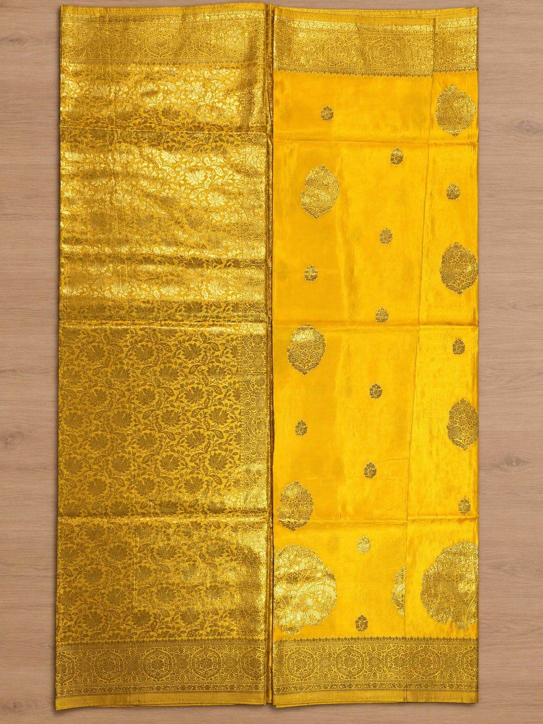 Sunshine Yellow Gold Zari Butta Silk Saree photo 5